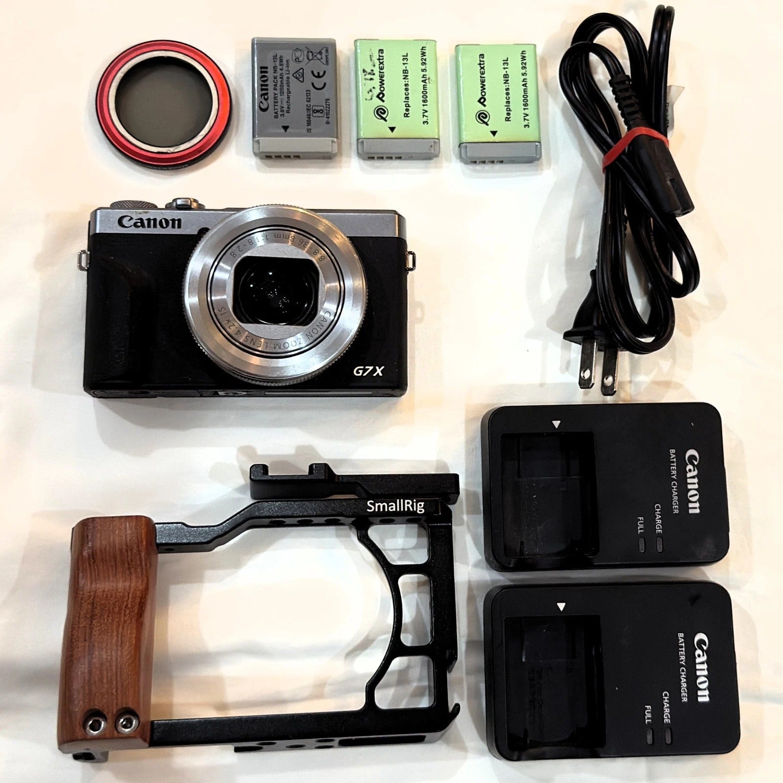 Canon PowerShot G7 X MARK III SILVER SmallRig Cage Extra Batteries